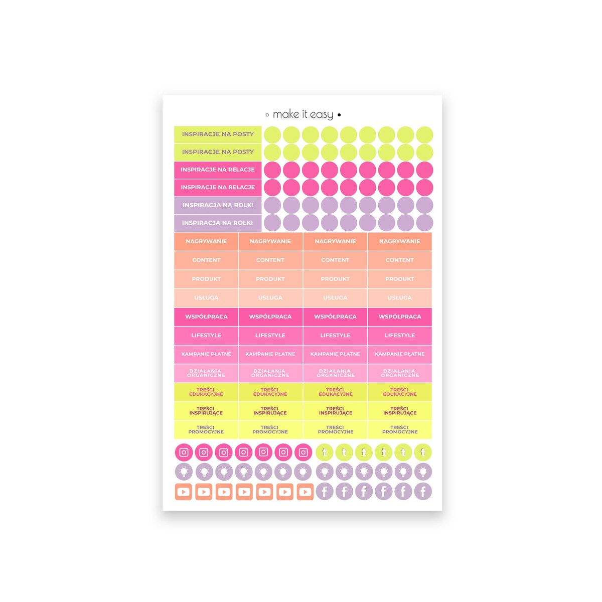 Naklejki do kalendarza – social media ninja - KOLOROWE