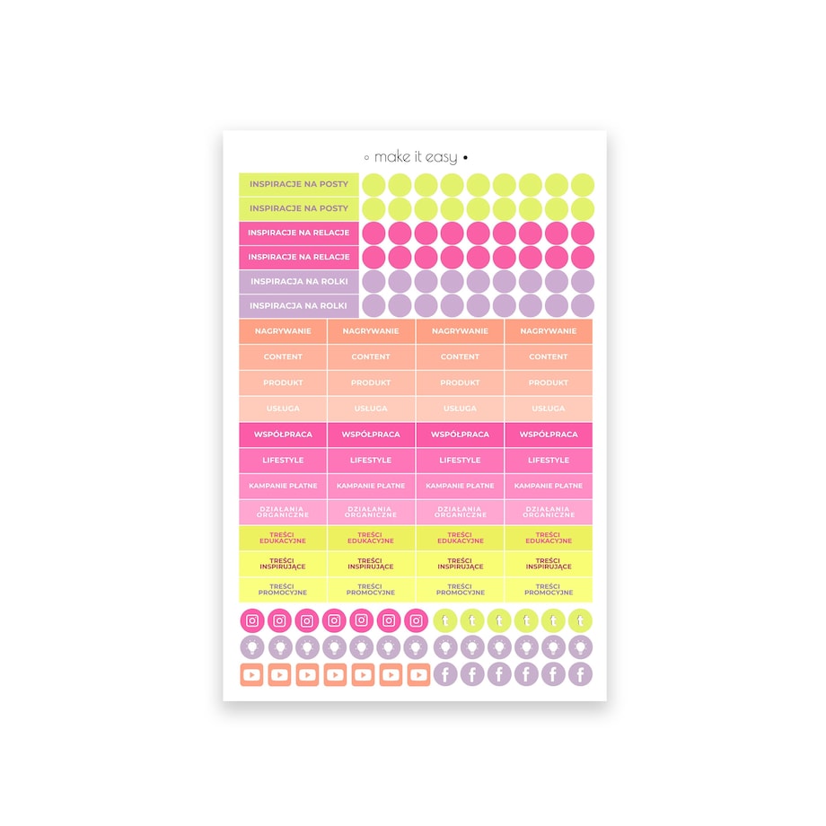 Naklejki do kalendarza – social media ninja - KOLOROWE