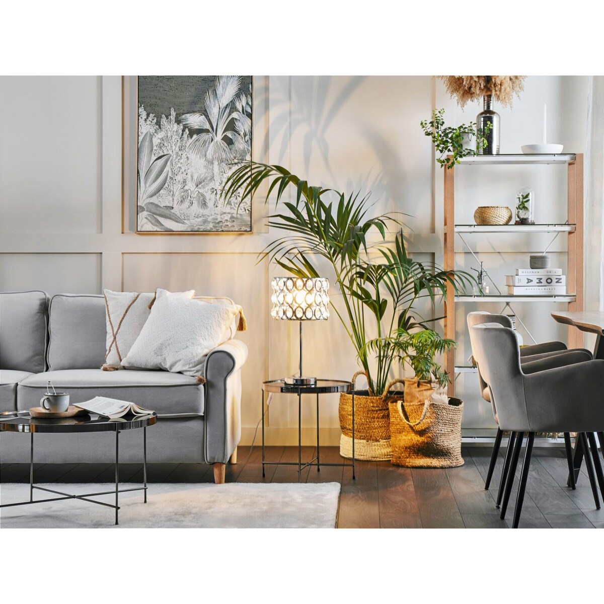 Lampa stołowa metalowa srebrna TENNA