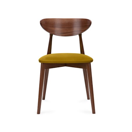 KONSIMO RABI drewniane krzesło orzech żółty welur