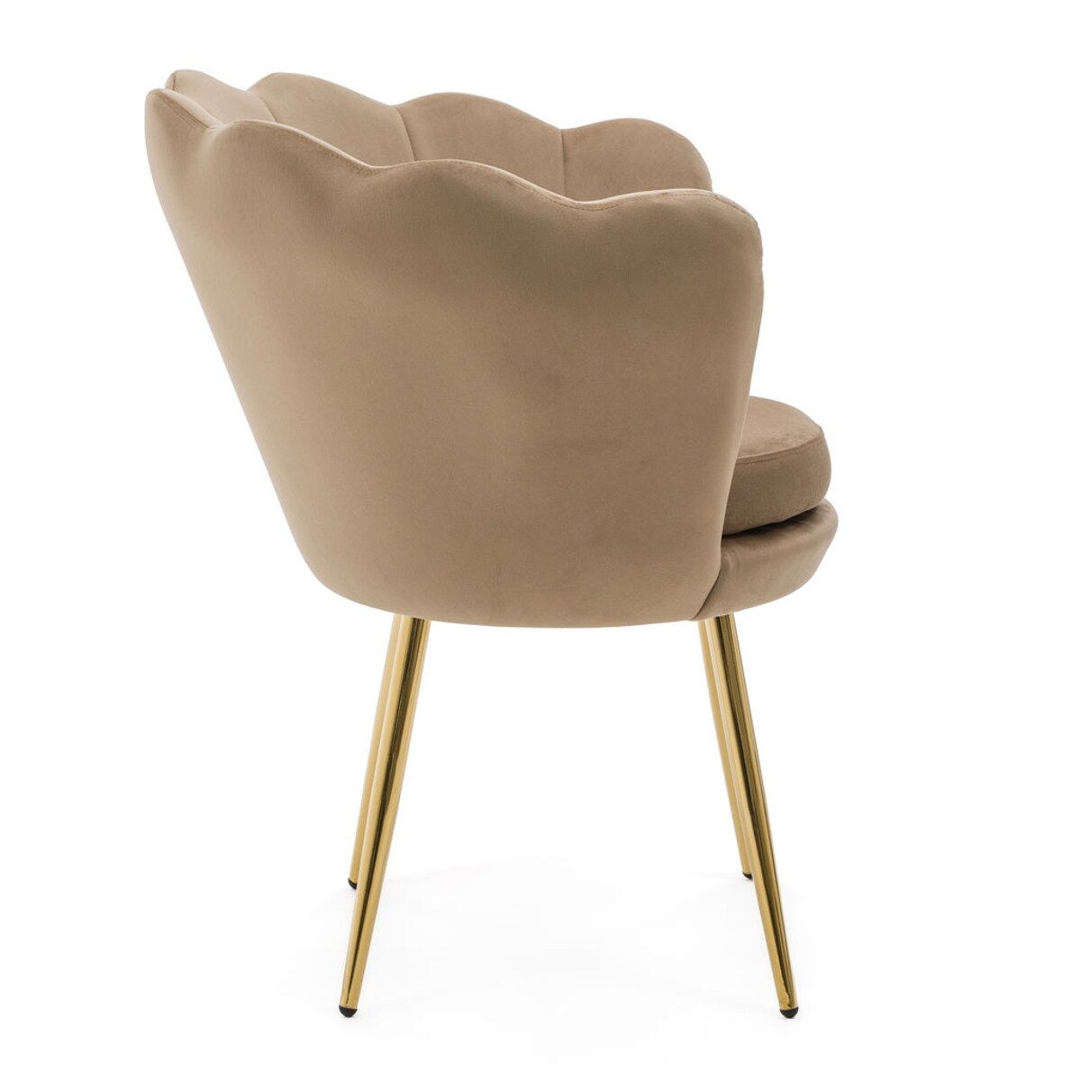 Krzesło muszelka SHELL tapicerowane do salonu jadalni biura welurowe złote