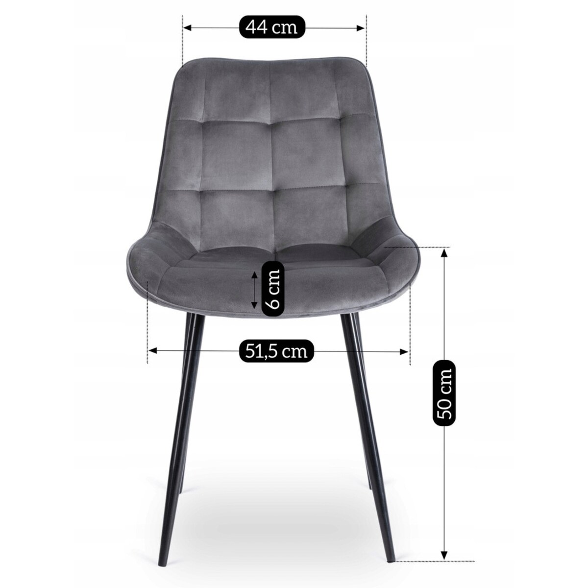 Krzesło Tapicerowane Welurowe Do Salonu Jadalni Kuchenne Szare CHRIS