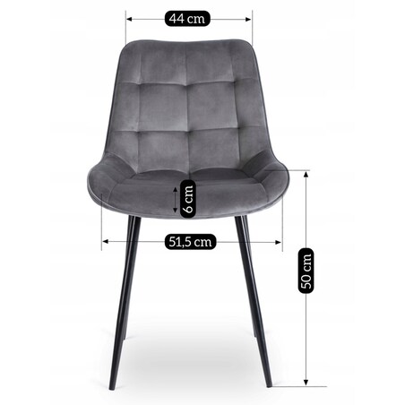 Krzesło Tapicerowane Welurowe Do Salonu Jadalni Kuchenne Szare CHRIS