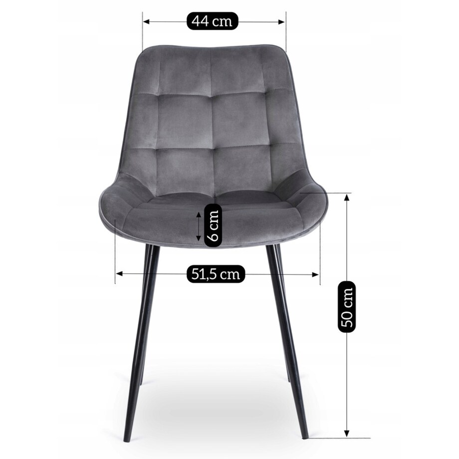 Krzesło Tapicerowane Welurowe Do Salonu Jadalni Kuchenne Szare CHRIS