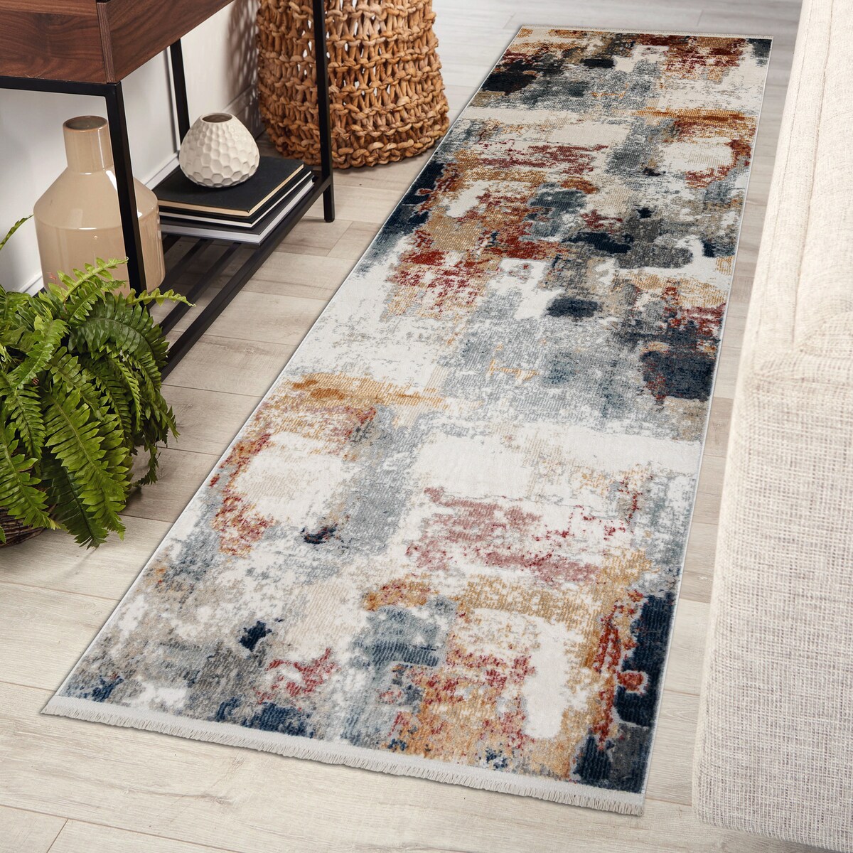 Dywan, chodnik DISTIN 0144B biały / różowy 80x300 cm