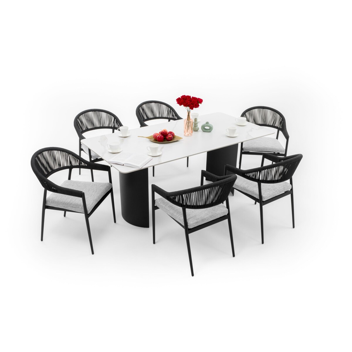 Zestaw mebli ogrodowych aluminiowe nowoczesne BELIZE LUX biało szare