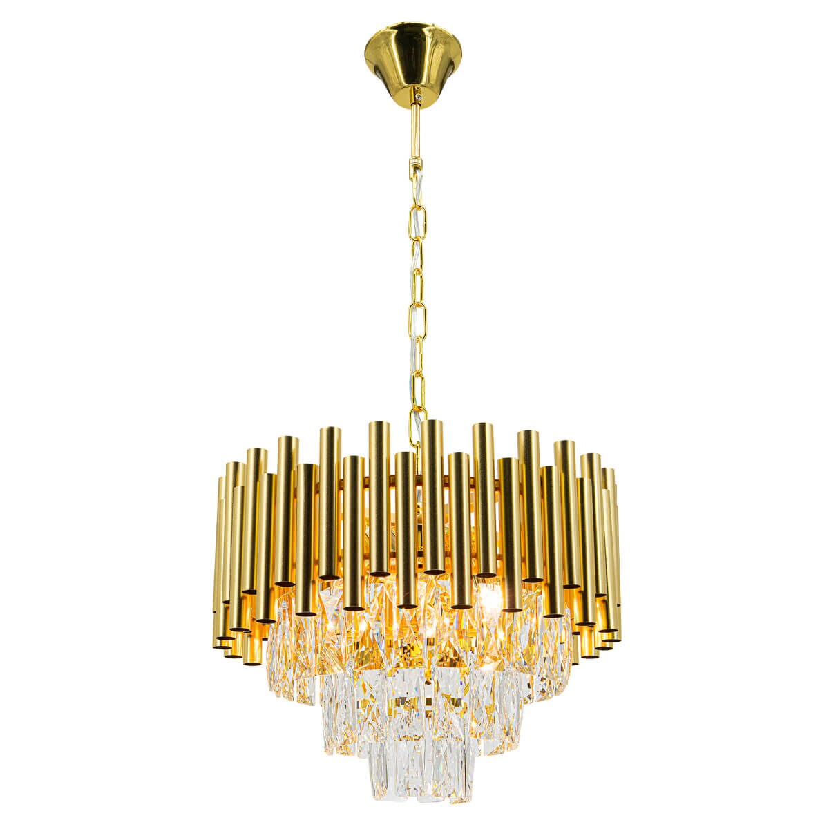 Kryształowa lampa wisząca Bari 6230/4 TR glamour okrągła złota