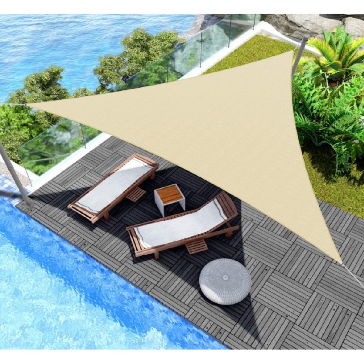 Żagiel Przeciwsłoneczny Ogrodowy Wodoodporny 3X3X3 M Zacieniacz Beżowy