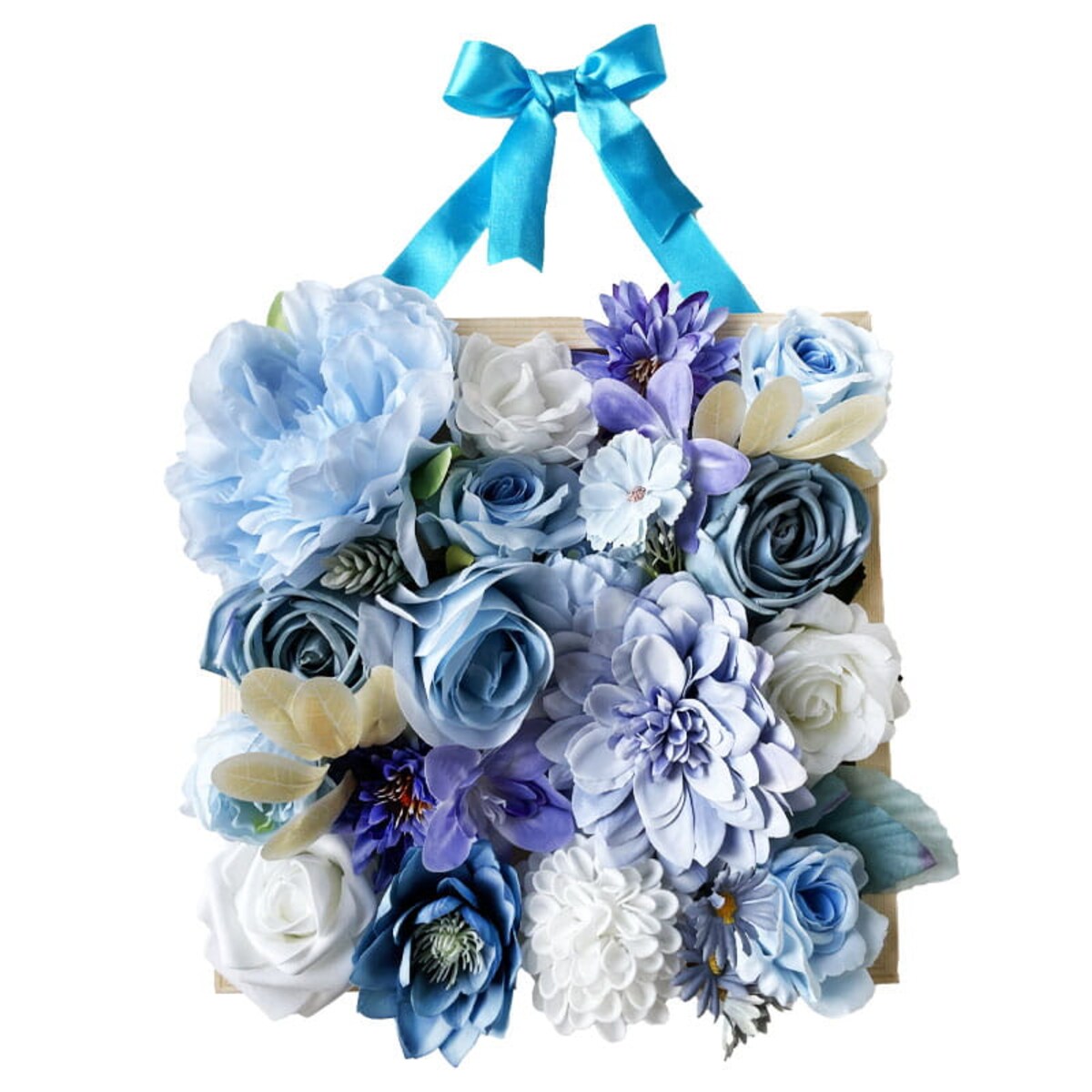 Kwiaty w ramce - ozdoba DIY - Kobaltowe błękity