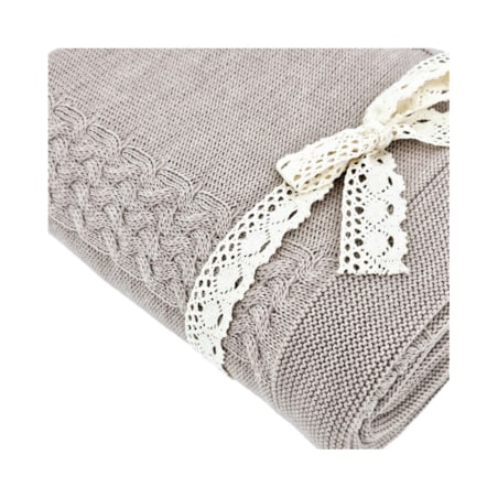 Koc dzianinowy z wełny MERINO 200x220 cm – FLORENCE200 NUDE