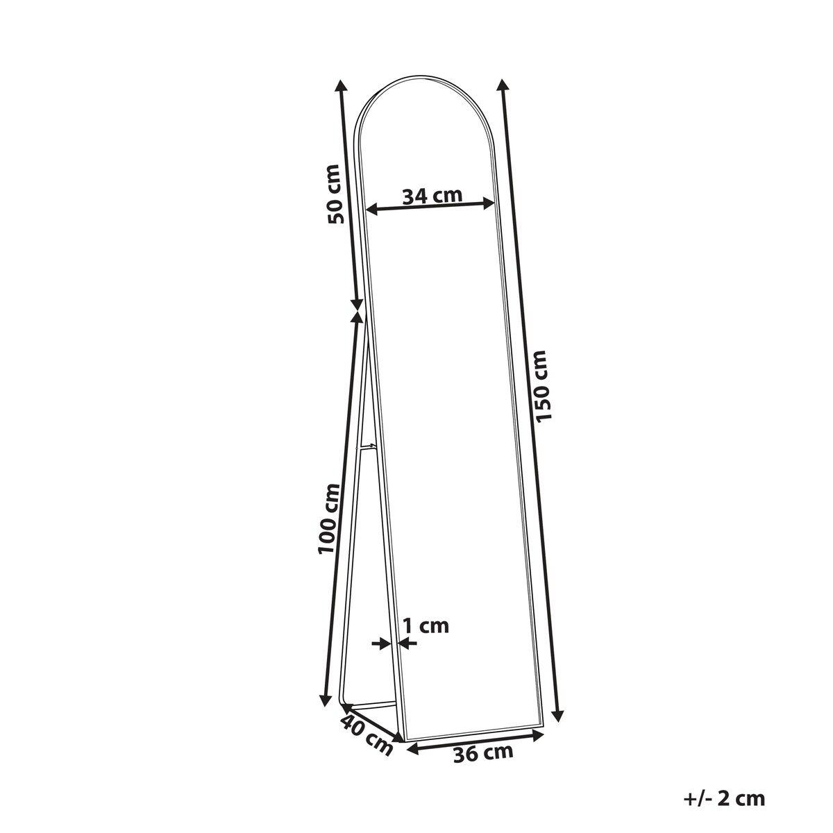 Lustro stojące BAGNOLET 150 cm Metal Czarny