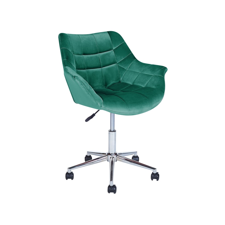 Krzesło biurowe regulowane welurowe zielone LABELLE