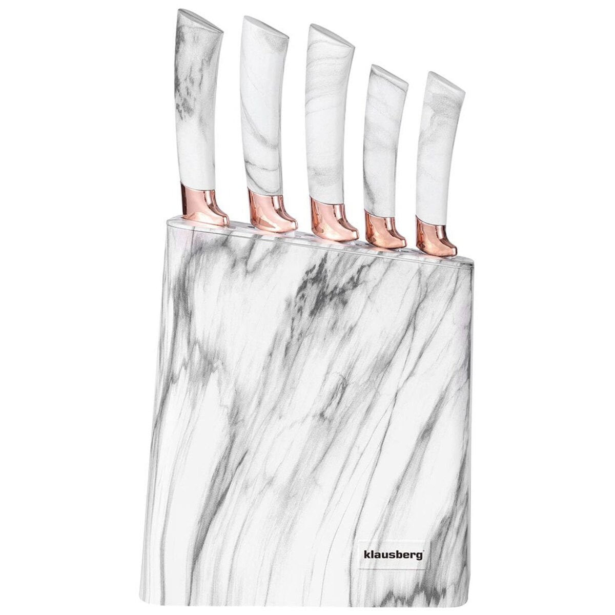 Zestaw noży kuchennych w bloku 5 elementów noże biały KLAUSBERG
