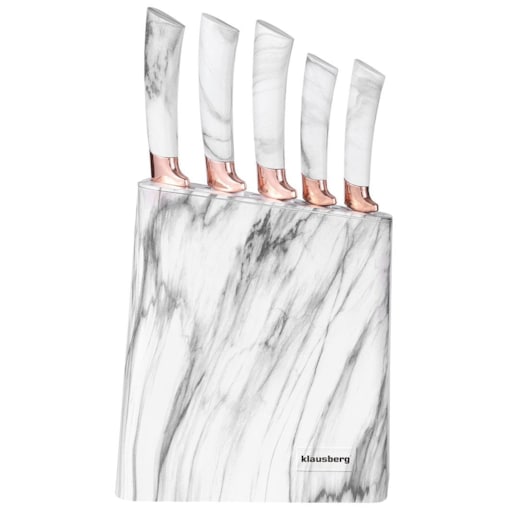 Zestaw noży kuchennych w bloku 5 elementów noże biały KLAUSBERG