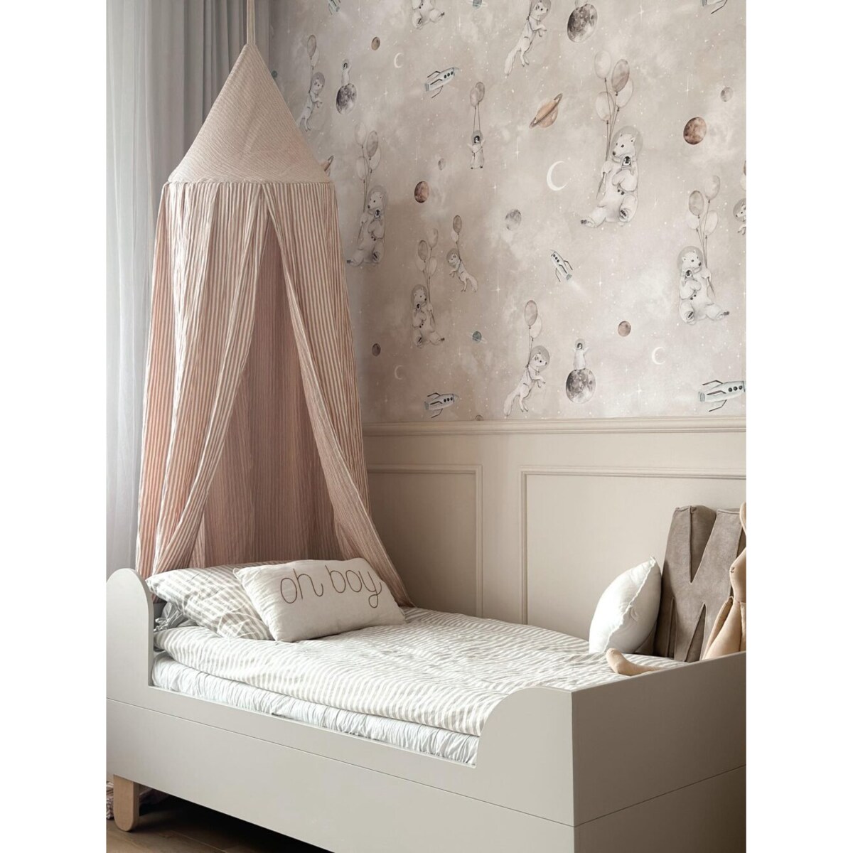 Beige Stripes – baldachim muślinowy