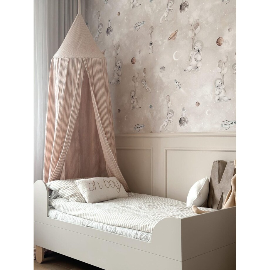 Beige Stripes – baldachim muślinowy