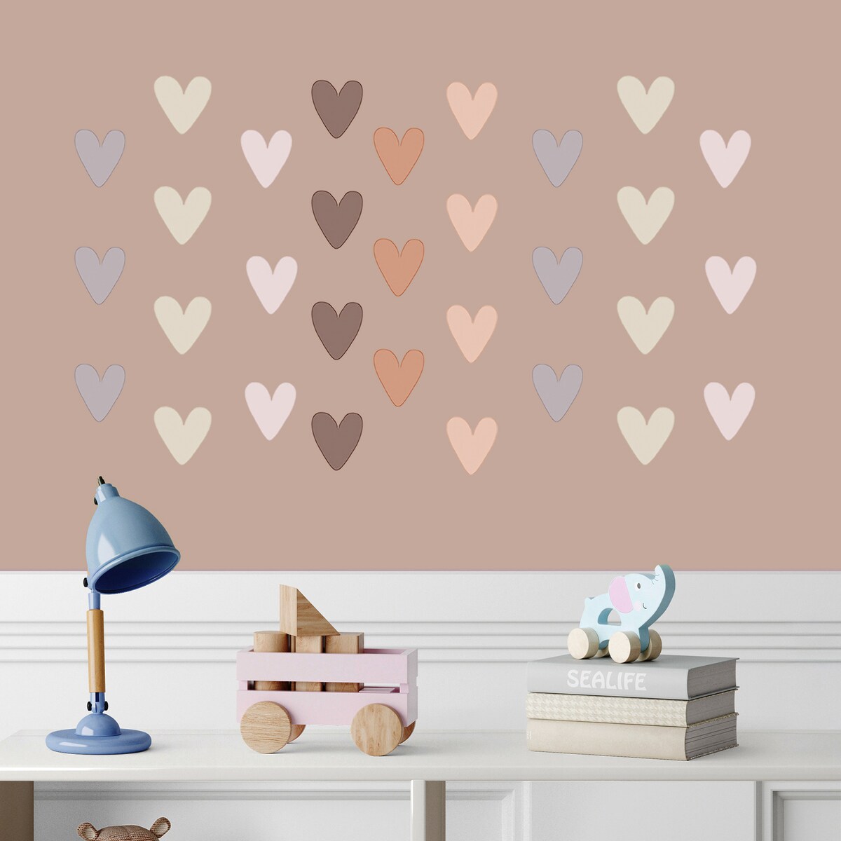 naklejki na ścianę do pokoju dziecka, sipo, serca boho