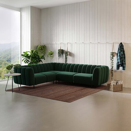 Shel Sofa narożna - ciemnozielona