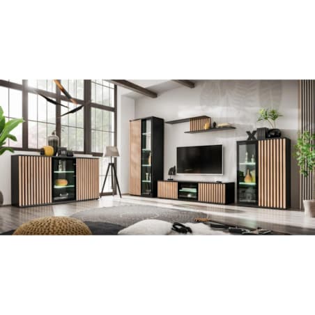 Komoda CAMERON 160 LED hickory jackson/czarna