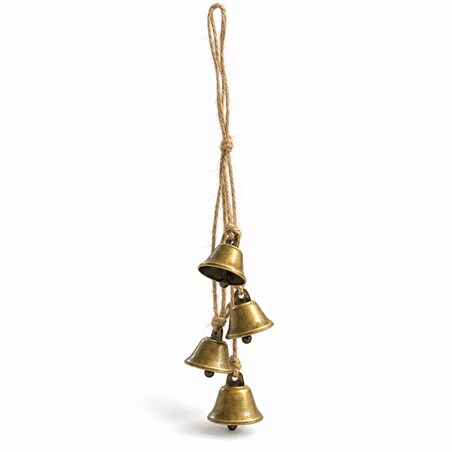 Świąteczna dekoracja - metalowe 4 dzwonki, dzwoneczki na sznurku 40cm- WOZ51