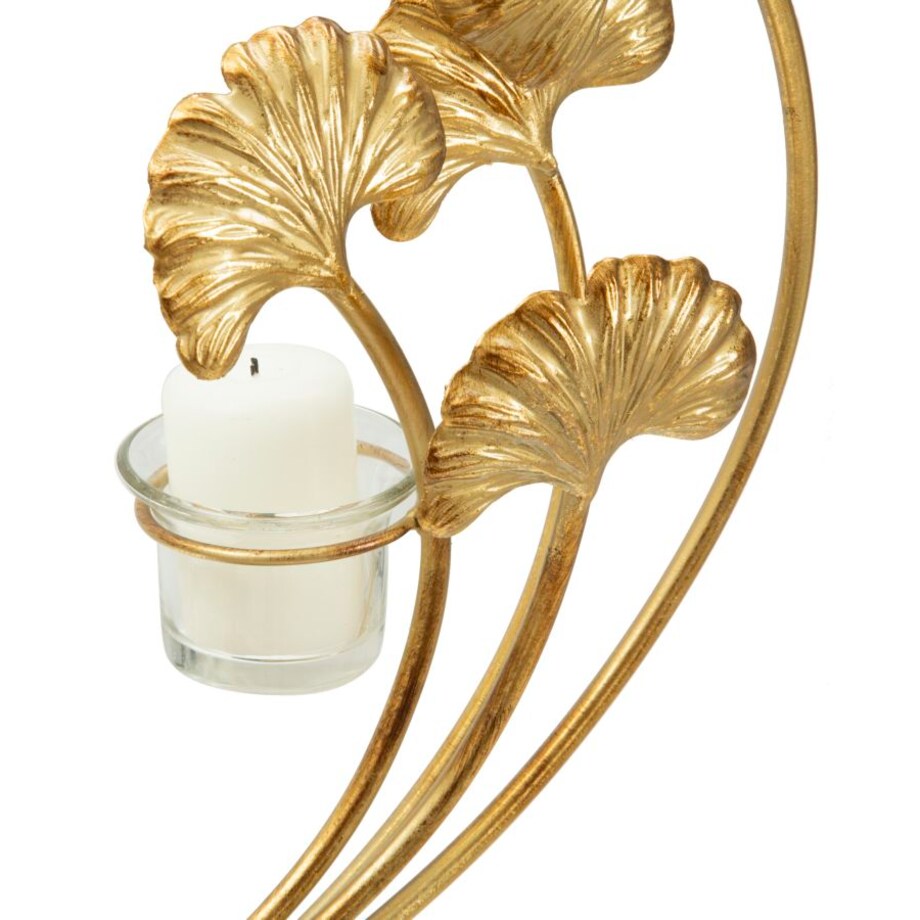 Świecznik dekoracyjny Glam Iris, 50 x 12 x 55 cm, świecznik na świecę, złoty, czarny, żelazo, szkło, Mauro Ferretti