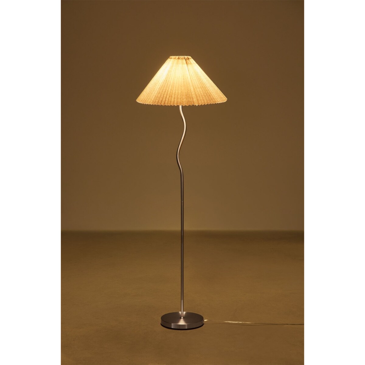 Lampa podłogowa z metalu i lnu Siliema, 152 cm