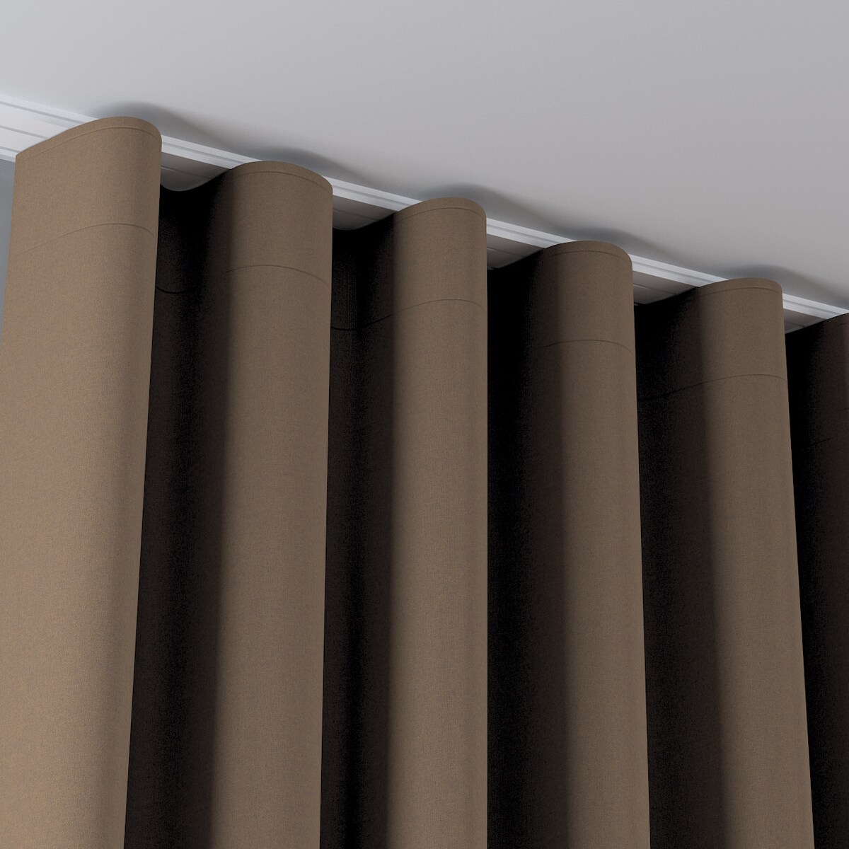 Zasłona na taśmie wave 130x260 brązowy, tył brązowy