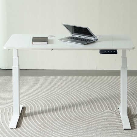 Biurko Elektryczne Podnoszone Białe 160 cm Regulowane Wysokości 72-118 cm