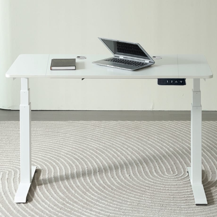 Biurko Elektryczne Podnoszone Białe 160 cm Regulowane Wysokości 72-118 cm