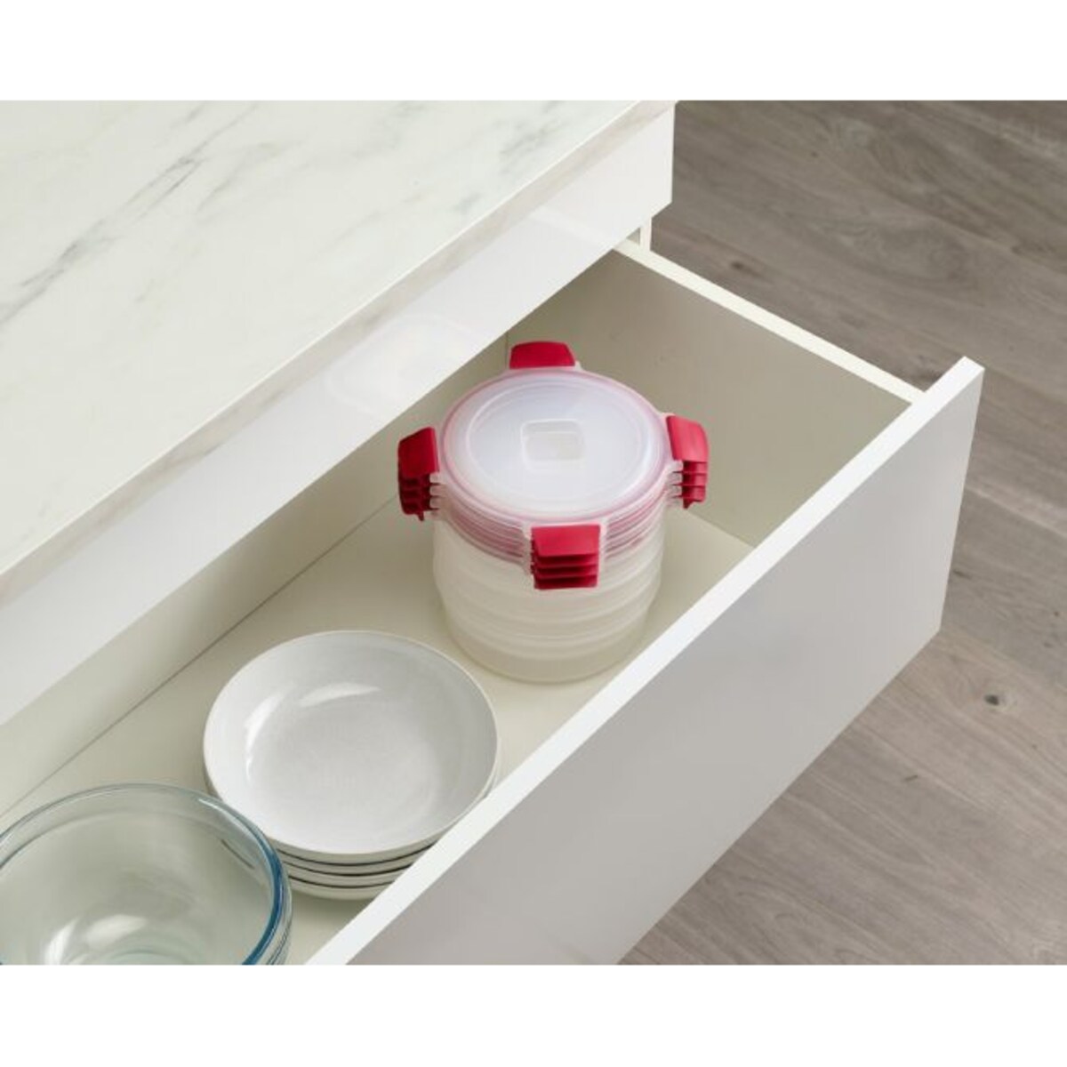 Zestaw 4 pojemników okrągłych Red Nest Lock Joseph Joseph