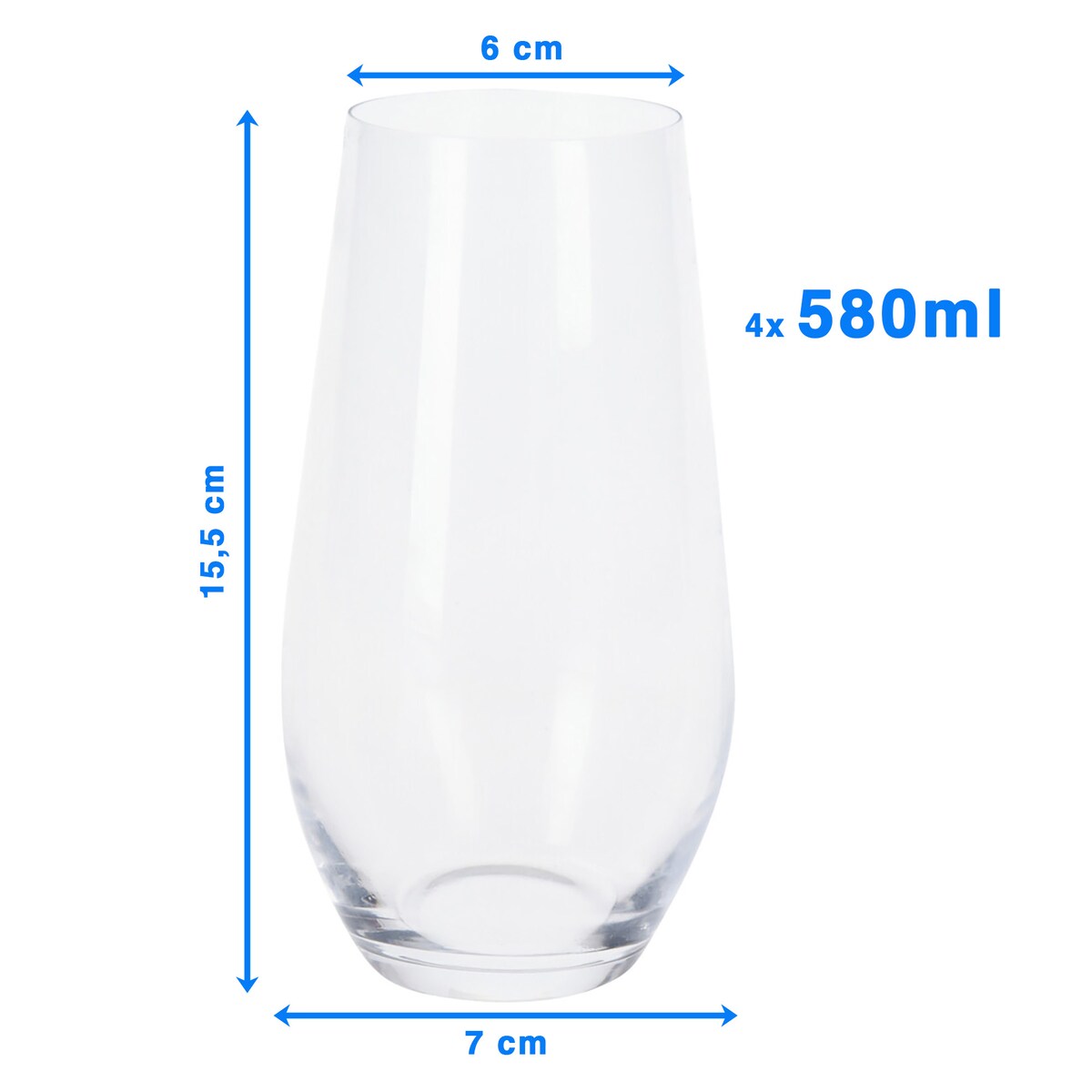 4X Szklanki Kryształowe Do Koktajli Napojów Drinków Prezent 580 Ml Komplet Zestaw Szklanek