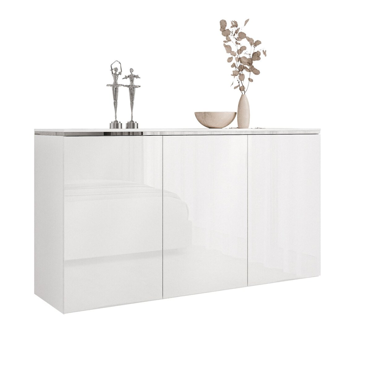 Komoda AURORA SILVER 3D biały połysk wisząca