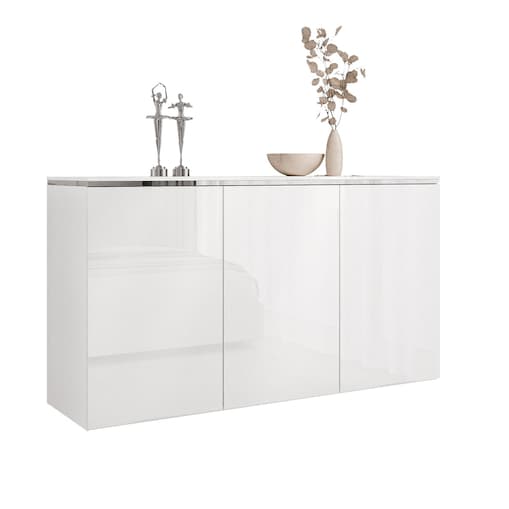 Komoda AURORA SILVER 3D biały połysk wisząca