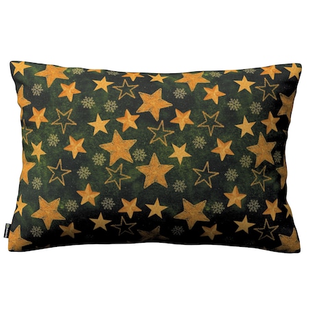 Poszewka Kinga na poduszkę prostokątną 60x40 złote gwiazdki na zielonym tle