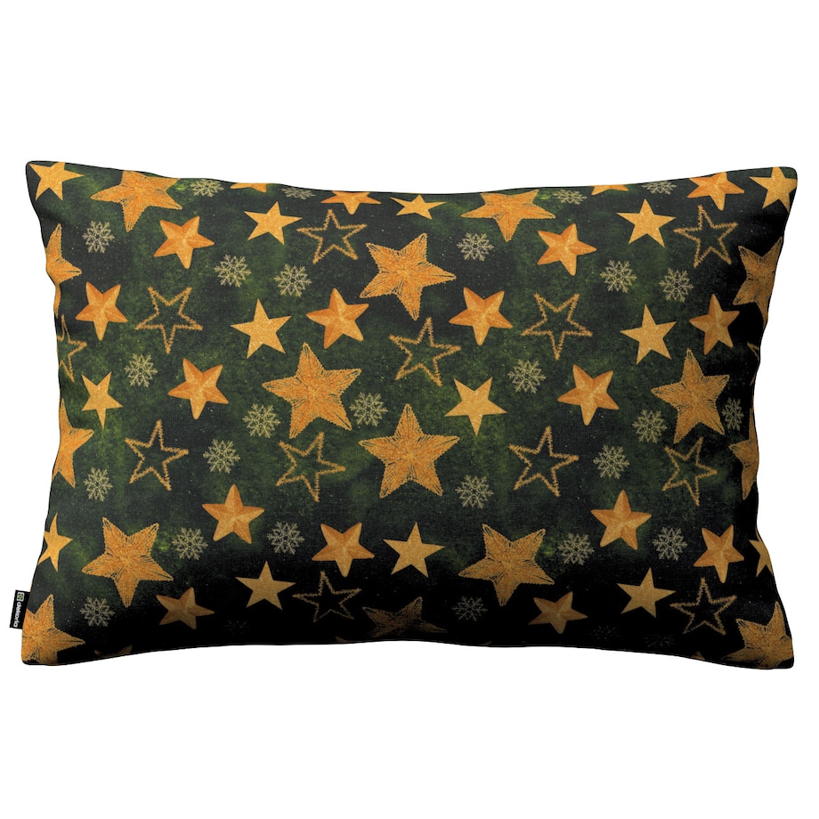 Poszewka Kinga na poduszkę prostokątną 60x40 złote gwiazdki na zielonym tle