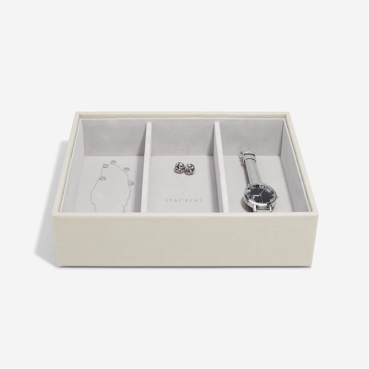 Szkatułka na biżuterię Stackers 3 komorowa classic jasnobeżowa