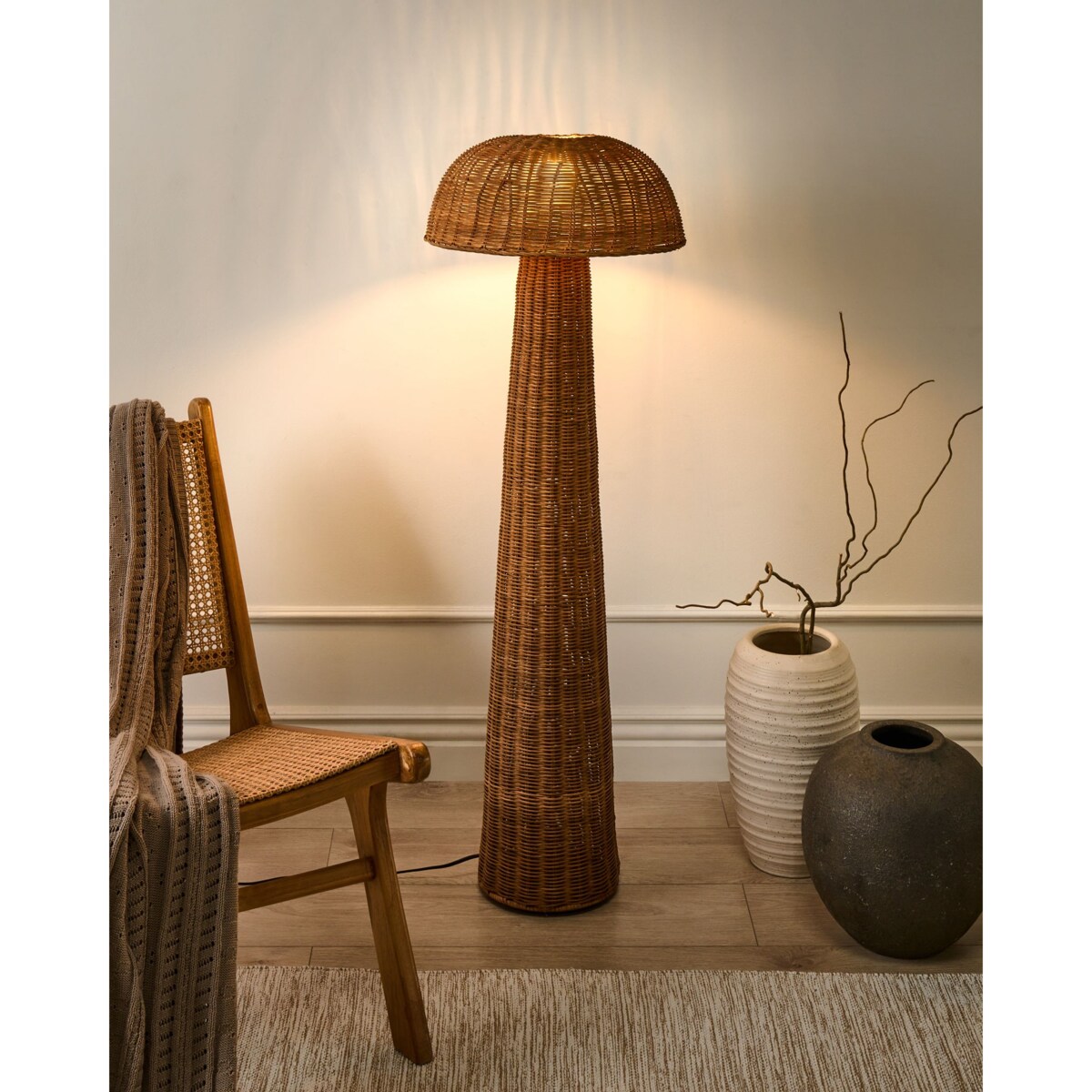 Lampa podłogowa ALERO Rattan Naturalny