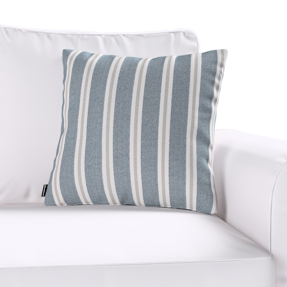 Poszewka Kinga na poduszkę 43x43 niebiesko-beżowe pasy