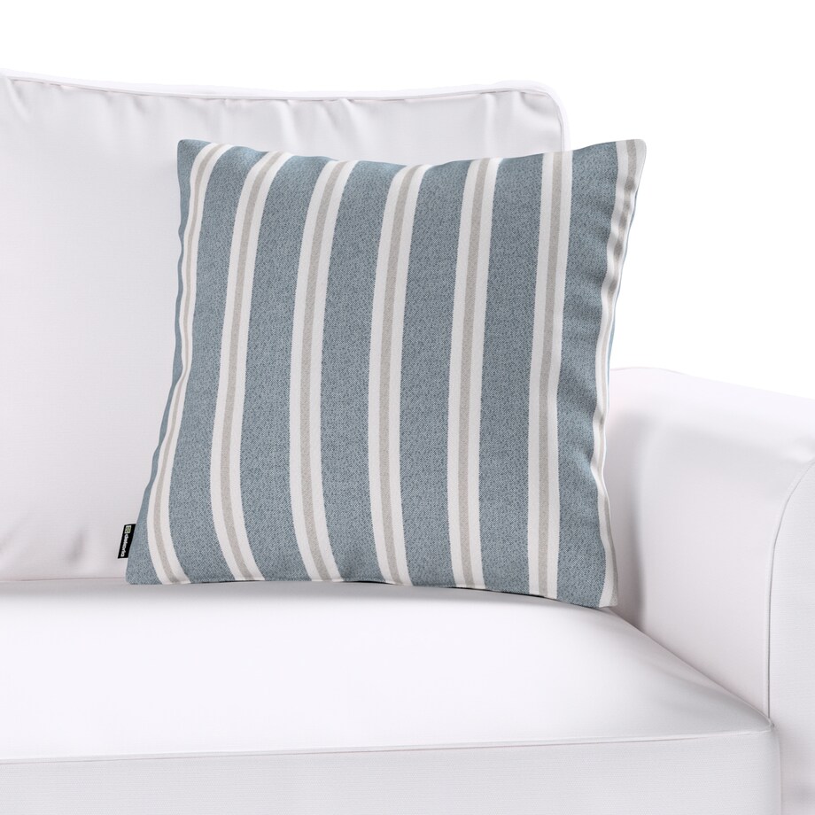 Poszewka Kinga na poduszkę 43x43 niebiesko-beżowe pasy