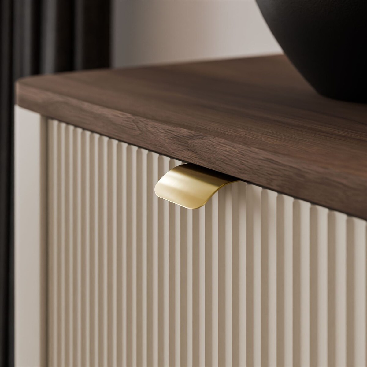 Komoda do salonu AUTUMN 3S na wysokich nóżkach, kaszmir / orzech