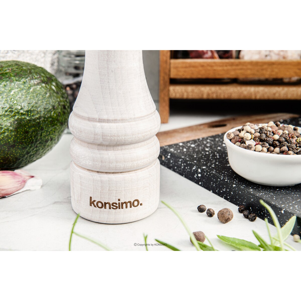 Konsimo MILOS Zestaw młynków 18 cm, 2 szt. naturalny olejowany, naturalny olejowany