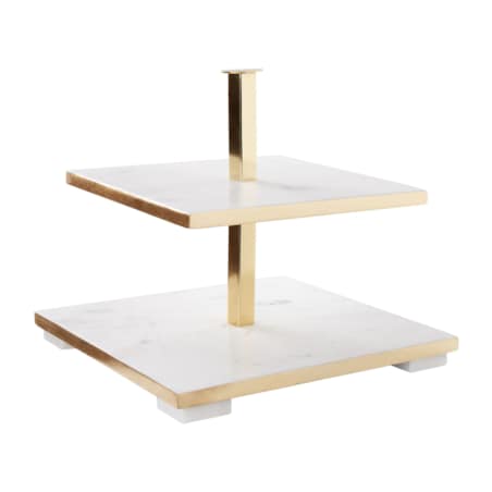 Patera 2-piętrowa marmurowa złoto-biała FARSALA