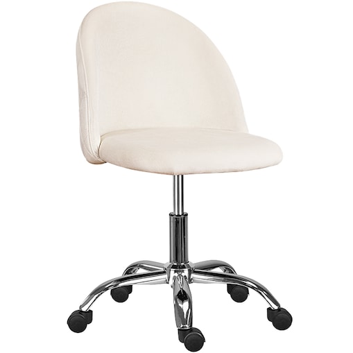 Fotel biurowy welurowy nowoczesny beżowy