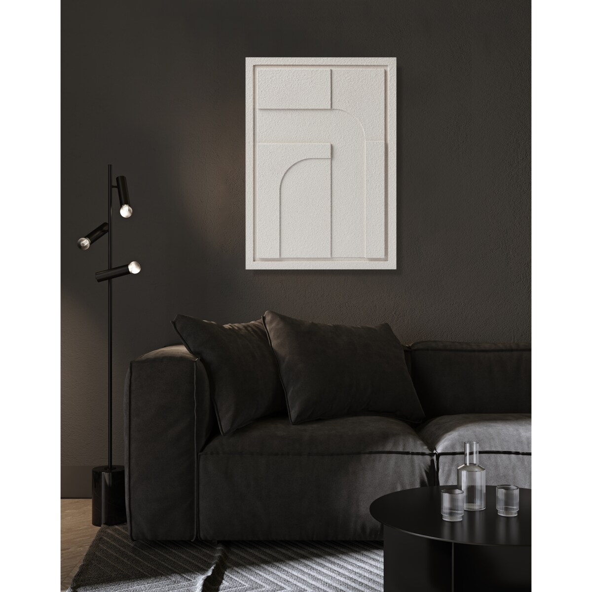 Obraz 3D 50x70cm Geometric IV – Dekoracja Ścienna z Tynku Naturalnego, Natural Cream Minimalistyczny Relief