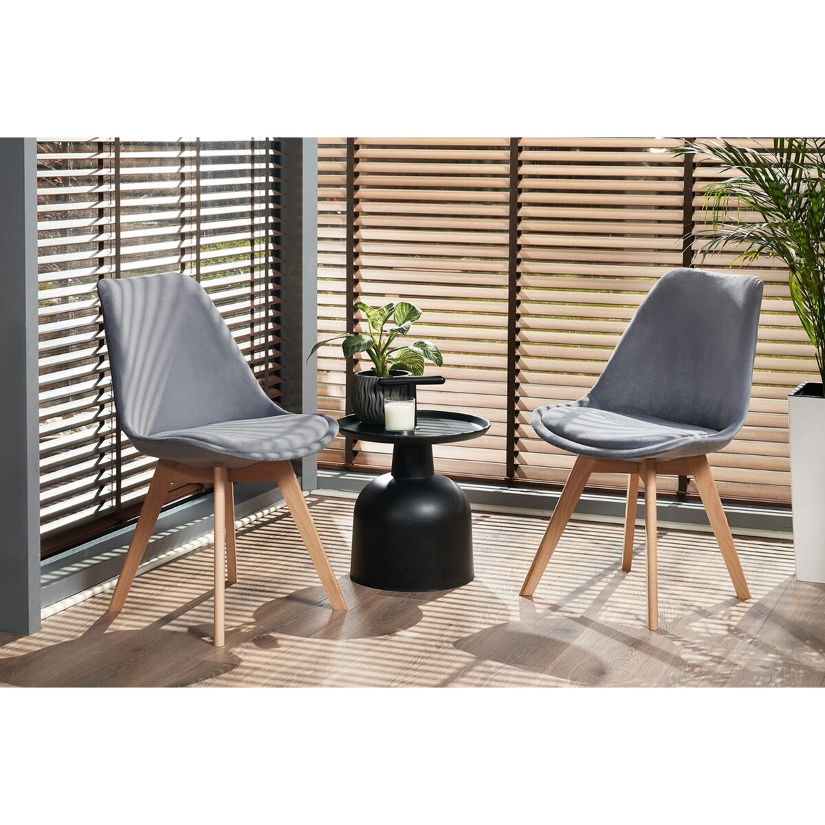 Krzesło tapicerowane welurowe BARI szare