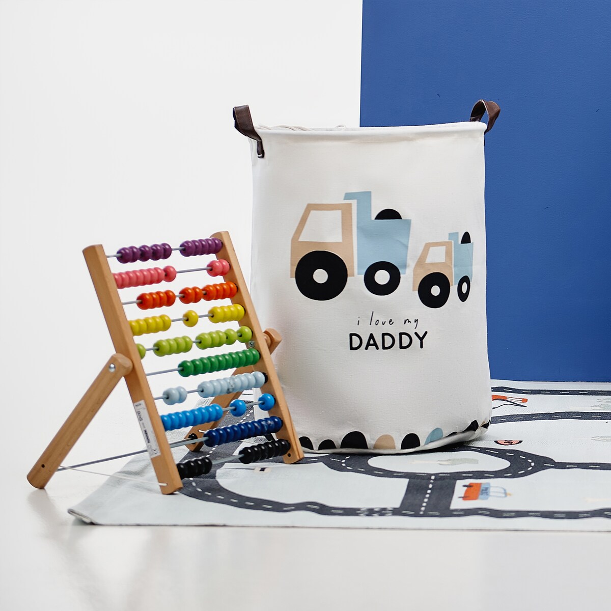 bawełniany kosz na zabawki sipo, zamykany na ściągacz, ciężarówki, xl