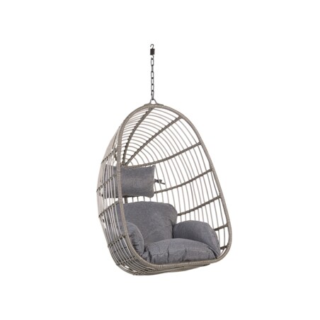 Fotel wiszący ze stojakiem z technorattanu szary CASOLI