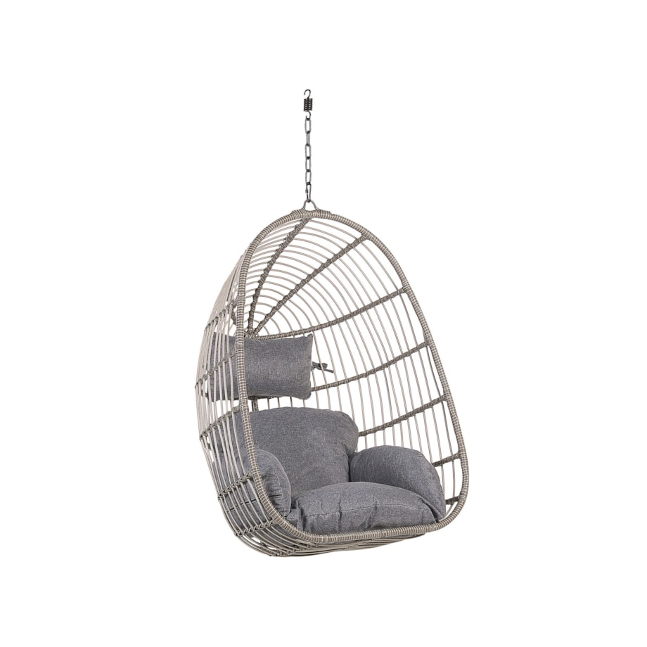 Fotel wiszący ze stojakiem z technorattanu szary CASOLI