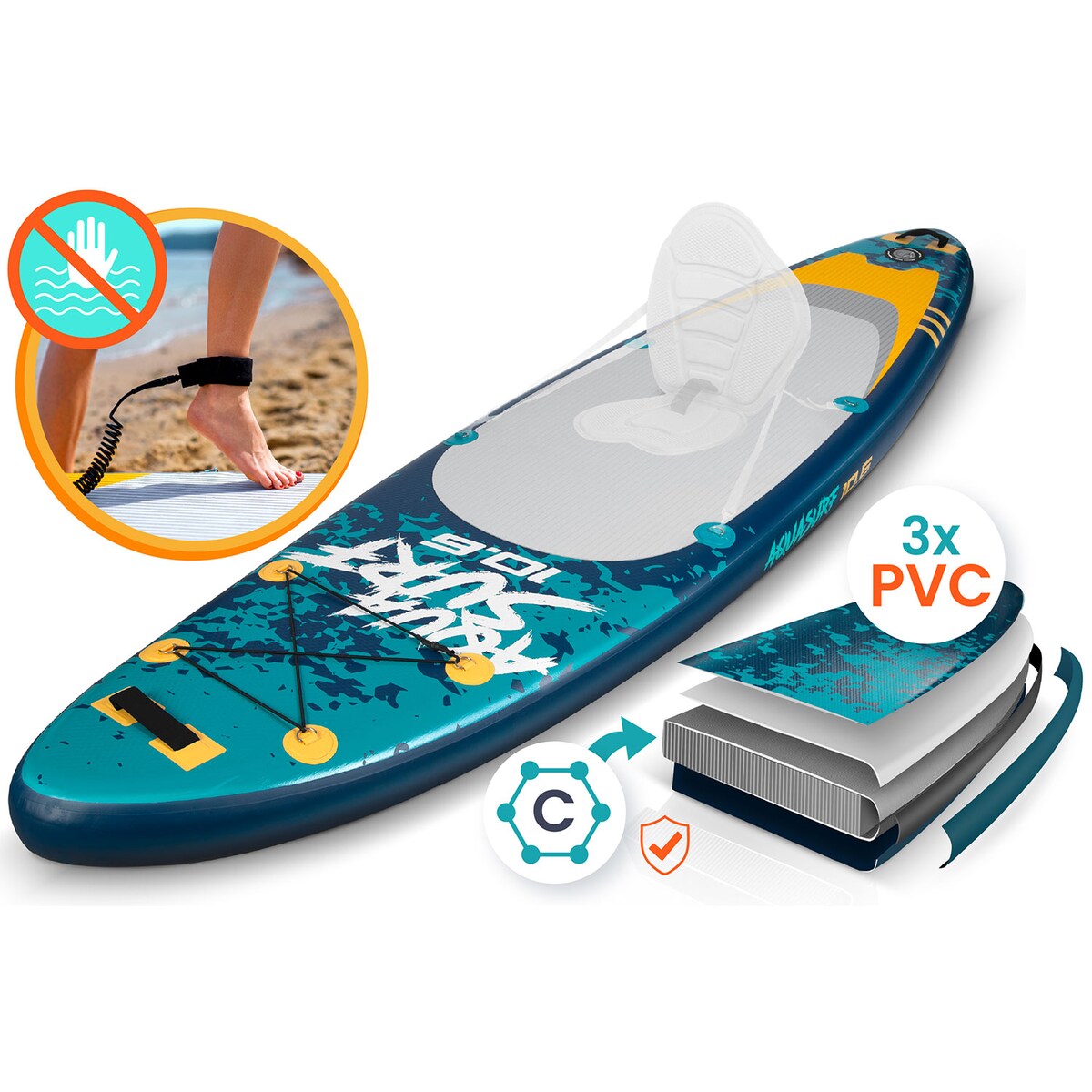 Deska SUP do pływania Neo-Sport pompowana STAND UP PADDLE Aquasurf 320cm ZESTAW