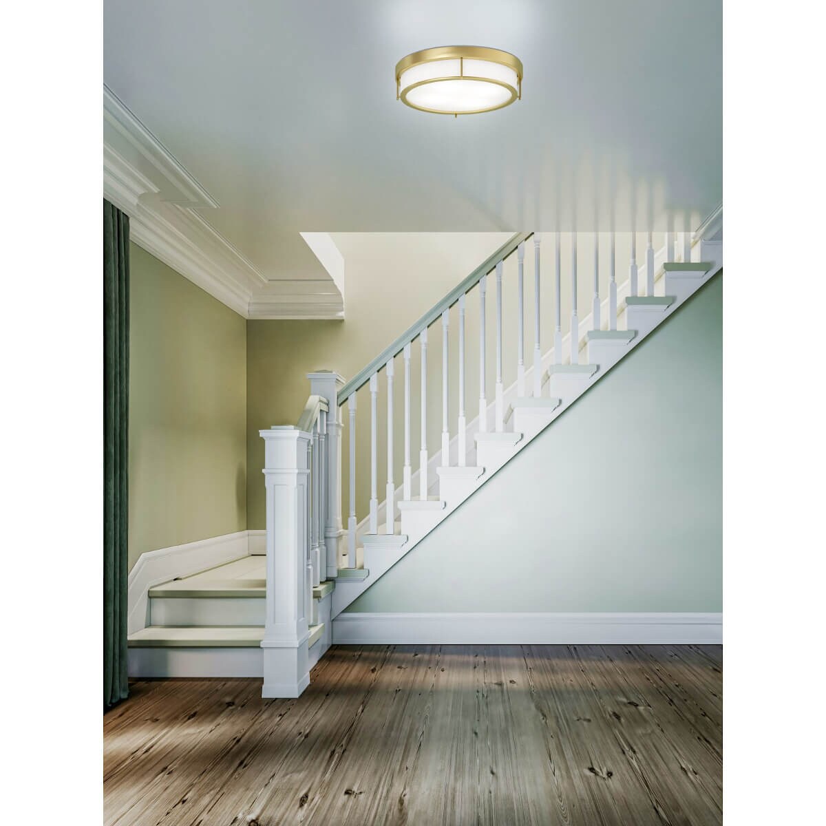 Natynkowy plafon do kuchni Romi złota lampa sufitowa okrągła